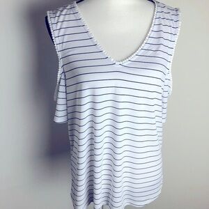 Maison Jules Size XL Womens White Striped‎ Blouse